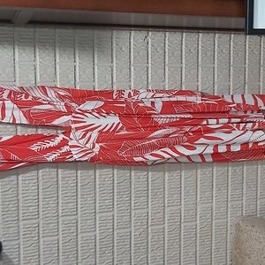 Farm rio tropical red print halter jumpsuit wide leg medium